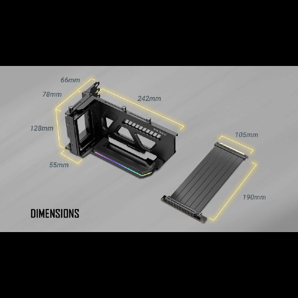 〔グラフィックボード対応〕GPU縦置きブラケット＋ライザーケーブル ブラック AT-ARCVB-BK190-A-PCIE4-RTX40